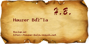 Hauzer Béla névjegykártya